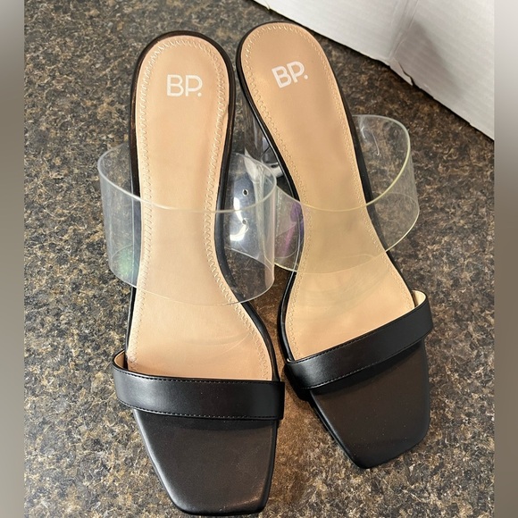 NEW BP Naomi Women's Size 10 Slide Sandals Clear Thick Heels 4" Block Heels - Picture 2 of 9